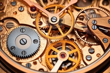 detailed shot of tourbillon watch balance wheel and spring
