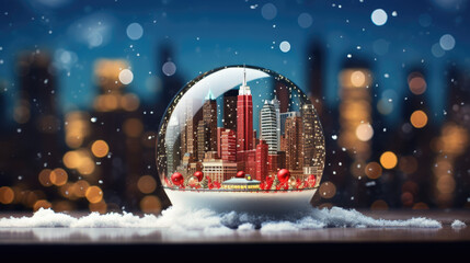 x'mas christmas winter snowglobe cityscape, ai