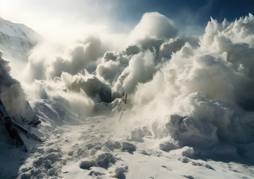 A Snow Storm or Avalanche Poster, Capturing the Raging Whisper of Winter's Deadly Embrace, Crafted by Generative AI