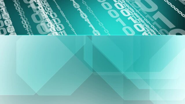 Binary code transforms creative motion layout for digital transformation and information security