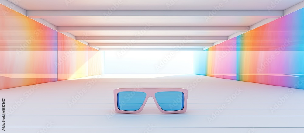 Poster ai rendering of an interior with gradient glasses and window