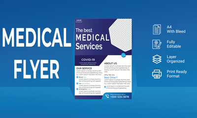 Modern  medical business flyer design template , medical business flyer layout editable vector file, A4 size  design template.