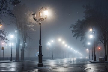 street lights in the night