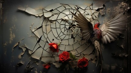 Heart with thorns, broken love - obrazy, fototapety, plakaty