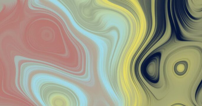 Animated Liquid marble background mixing together seamless looped. Background of abstract motion of liquid waves. Abstract multicolor yellow blue red color soft mix liquid gradient mix.