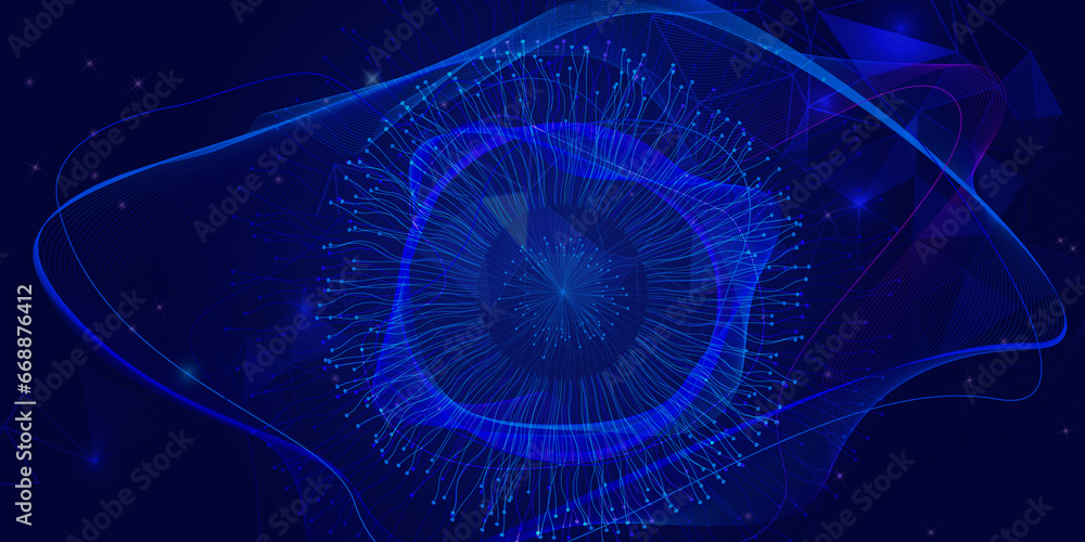 Aufkleber neural networks, big data, technology and science. abstract neural connections on blue background. t