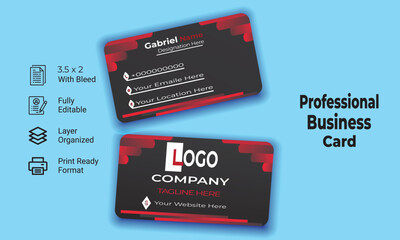 Double-sided modern creative business card  design template.  landscape orientation. vertical layout. Vector illustration
