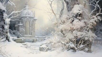 A highly detailed painting hoarfrost pearl sunli Ai generated art