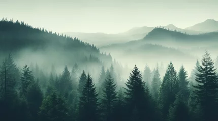  A forest filled with lots of green trees. Generative AI. © Natalia