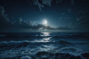 ocean waves and the moon