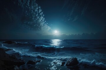 ocean waves and the moon