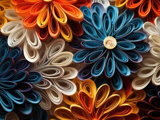 Fototapeta na wymiar A close up of a bunch of paper flowers. Generative AI.