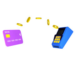3D illustration of a minimal business. financial transaction. money trading concept. transferring money using the terminal. 3D rendering
