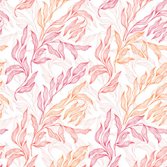 Fototapeta premium Lovely stylized tree leaves endless pattern. Organic foliage summer motif.
