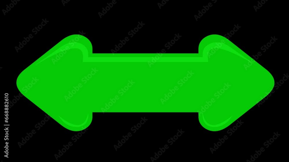 Poster video animation icon arrow green arrow moving, indicating right and left. on a transparent backgroun