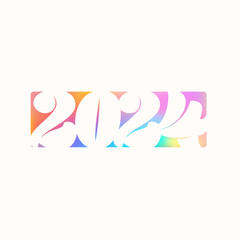 Fototapeta na wymiar Poster with 2024. Vector illustration with gradient. Light retro background in minimalist style