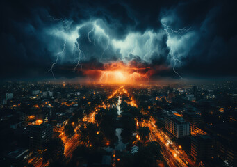 Electric Tempest: A Lightning Storm, Capturing the Fierce Ballet of Nature's Flashing Lances Across the Skies, Crafted by Generative AI