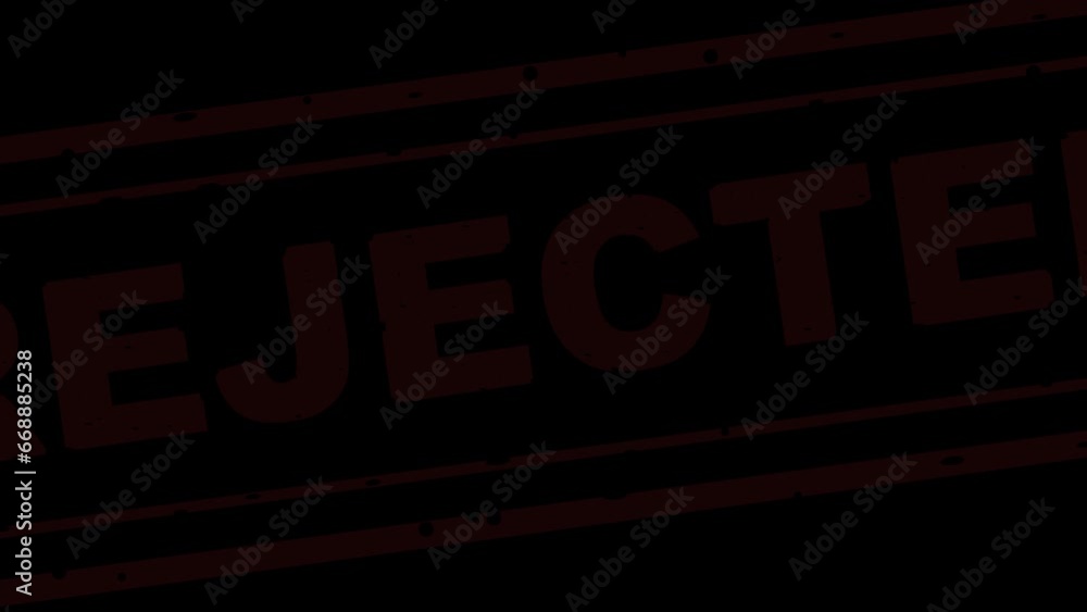 Poster video animation red icon rejected stamped text, on a transparent background with zero alpha channel