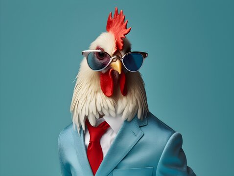 A Chicken Wearing A Suit And Sunglasses