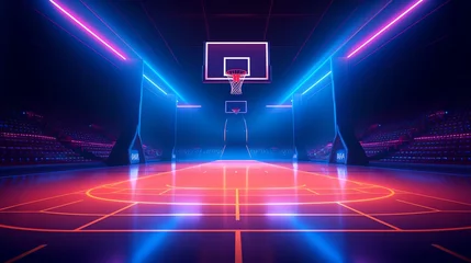 Fotobehang a basketball court with neon lights © VSTOCK