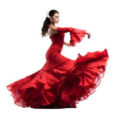 Fotobehang Woman in red dress performing flamenco © Tremens Productions