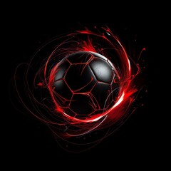 a football ball with red lines around it