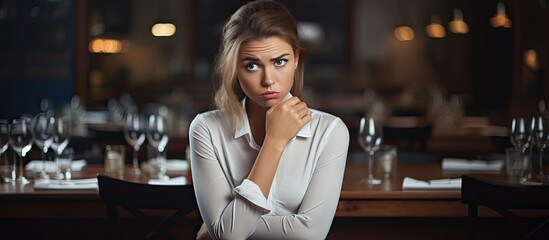 Frustrated girl on a disappointing dinner date