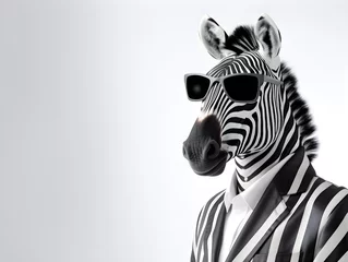 Tuinposter a zebra wearing a suit and sunglasses © VSTOCK