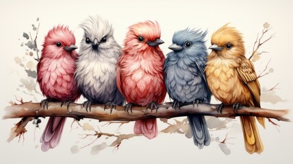 A diverse bird community that shows friendship and flocking. - obrazy, fototapety, plakaty