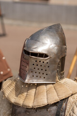 Iron Silver Full Face Medieval Helmet