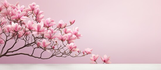 Pink magnolia blossoms in spring on a tree