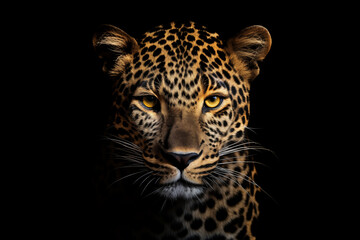 Leopard on black background