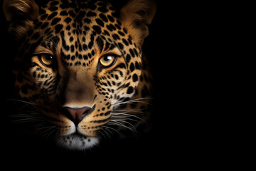 Leopard on black background