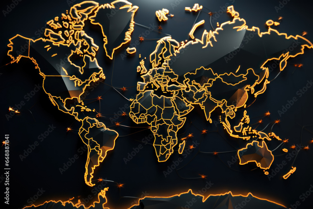 Canvas Prints A map of global migration patterns, emphasizing the complexity of this phenomenon and its diverse causes. Generative Ai.