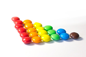 Sweet candies arranged by color composition