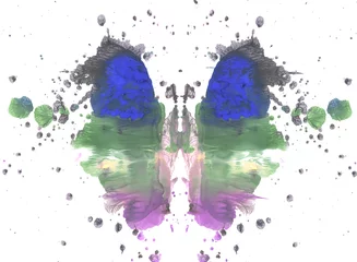 Watercolor abstract ink blots forming a symmetrical composition © Margarita Chepurina