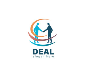  two people shaking hands. Businessman handshake logo