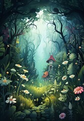 Obraz na płótnie Canvas whimsical forest scene