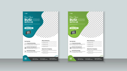 modern business flyer layout design in two color, minimalist abstract business flyer design.