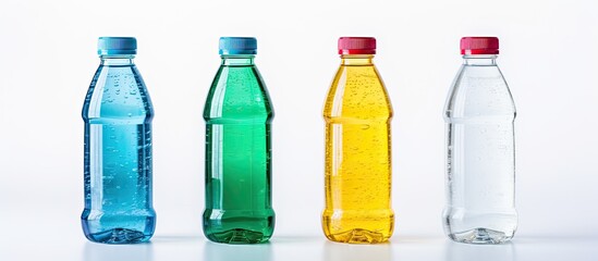 Plastic water bottles for packaging water - obrazy, fototapety, plakaty