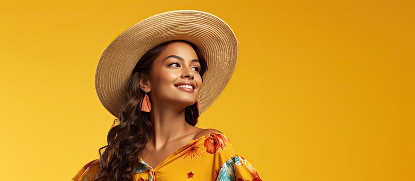 Traditional attire worn by a Brazilian woman during Festa Junina June festival