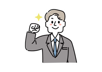 頑張るビジネスマンのイラスト（スーツ）