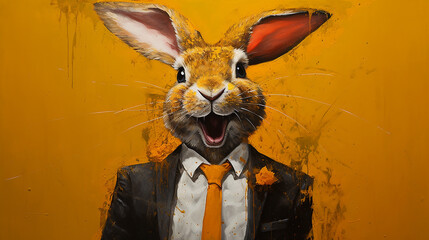 Meme engraçado coelho de negócios  - obrazy, fototapety, plakaty