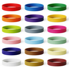 3D illustration. Colored wristband mockup isolated on white background.