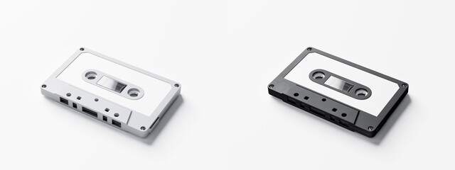 3D Illustration. Cassette tape mockup isolated on white background