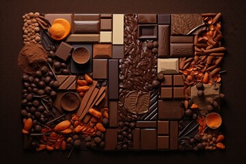 Chocolate collage using chocolate textures and sweets