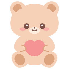 ハートを持ったかわいいクマのキャラクターのぬいぐるみ