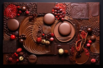 Chocolate collage using chocolate textures and sweets