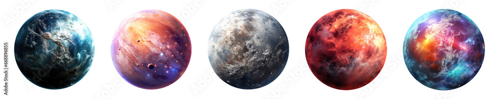 Canvas Prints set of fantasy planets isolated on transparent background.