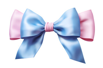 blue pink bow on transparent background
